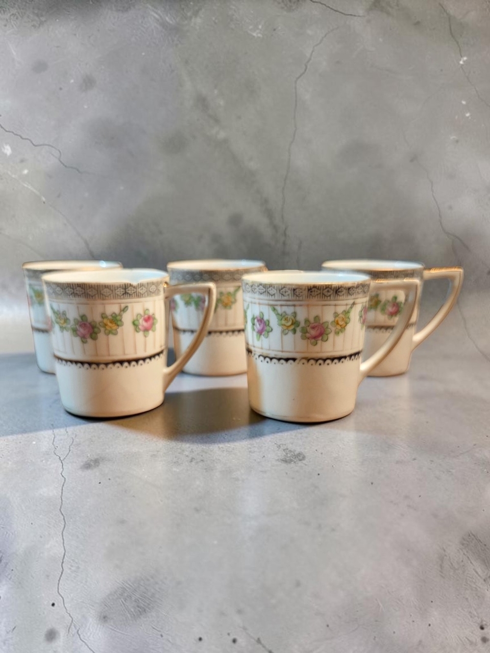 Antique Nippon Porcelain Tea Set Hand Painted Floral Garland & Gold Trim ** - Picture 8 of 15